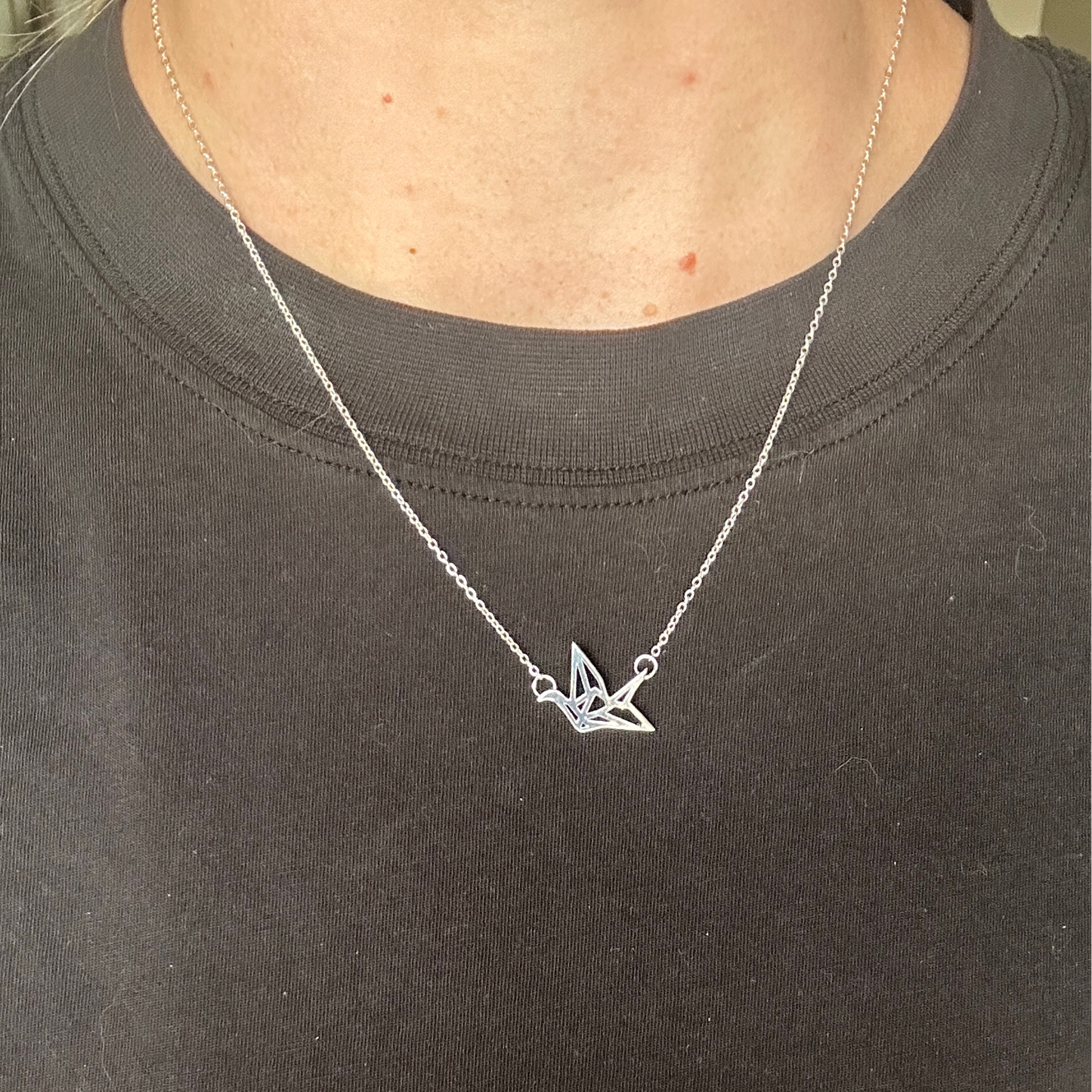 Paper Crane Necklace – Sterling Silver | Minimalist Jewelry Gift