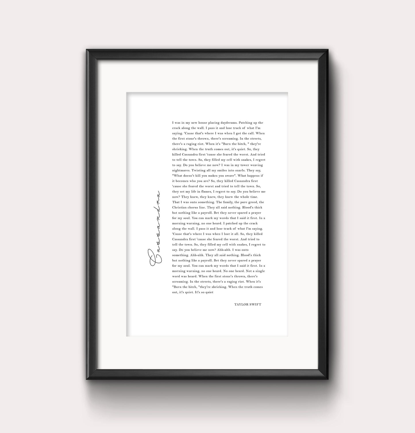 Cassandra lyric print - tortured poets - Digital Print