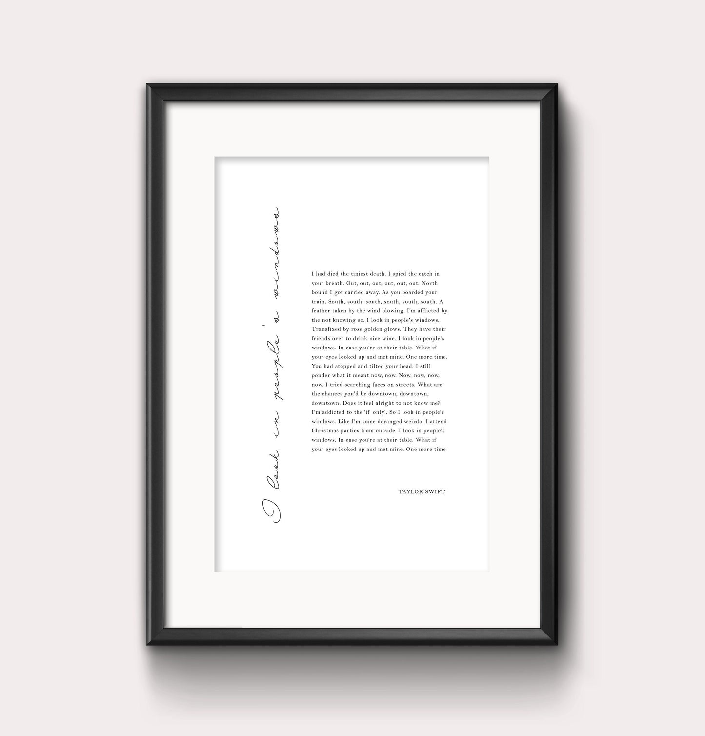 I look in people's windows lyric print - tortured poets - Digital Print