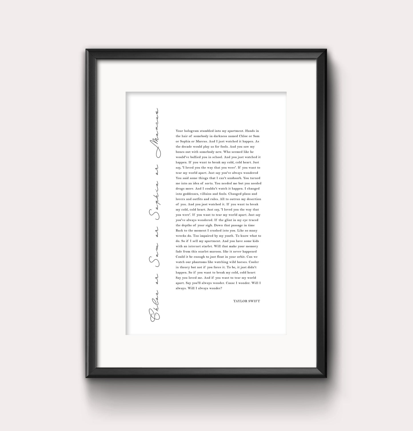 Chloe or Sam or Sophia or Marcus print - tortured poets - Digital Print