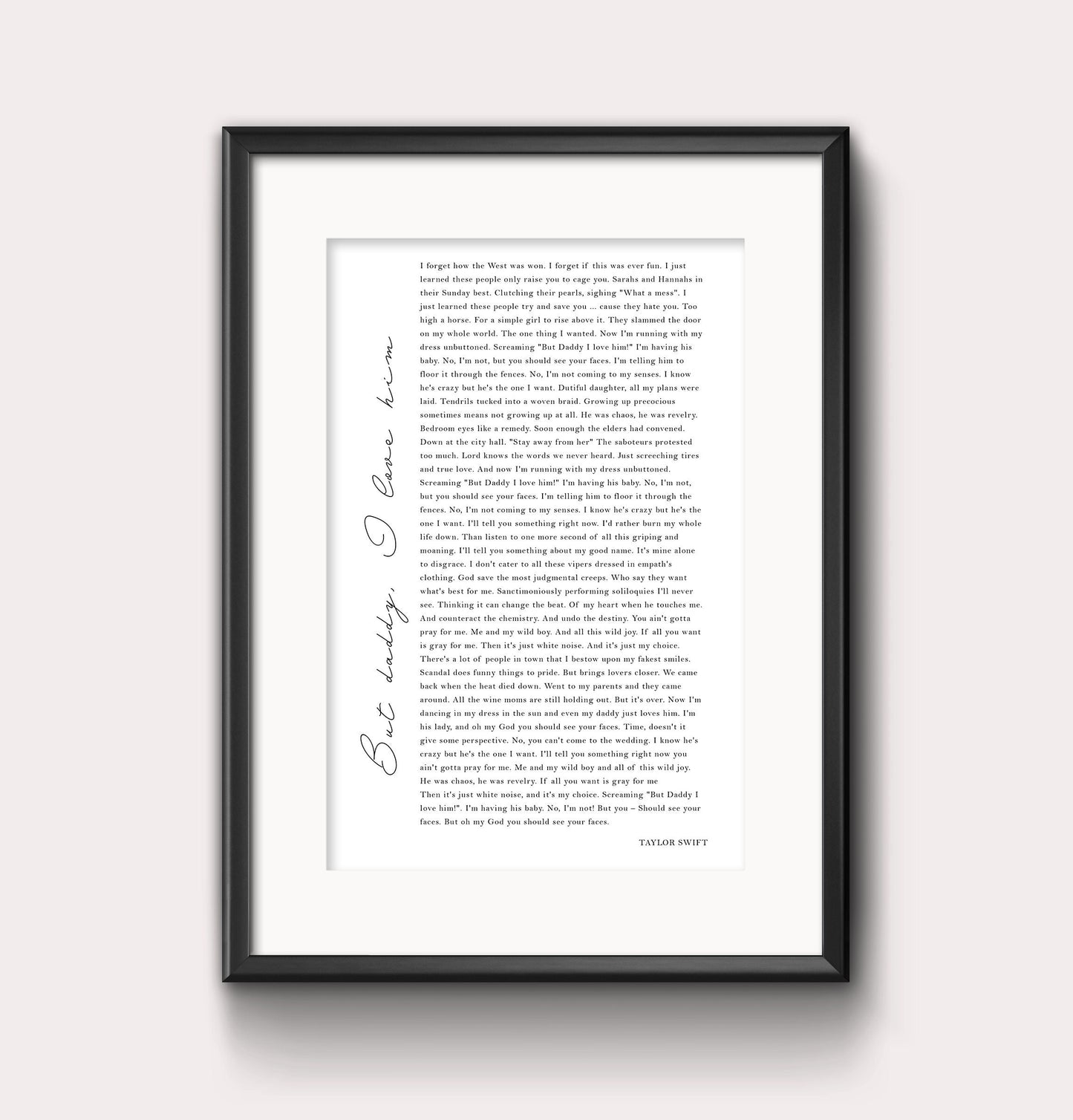 But daddy I love him lyric print - tortured poets - Digital Print