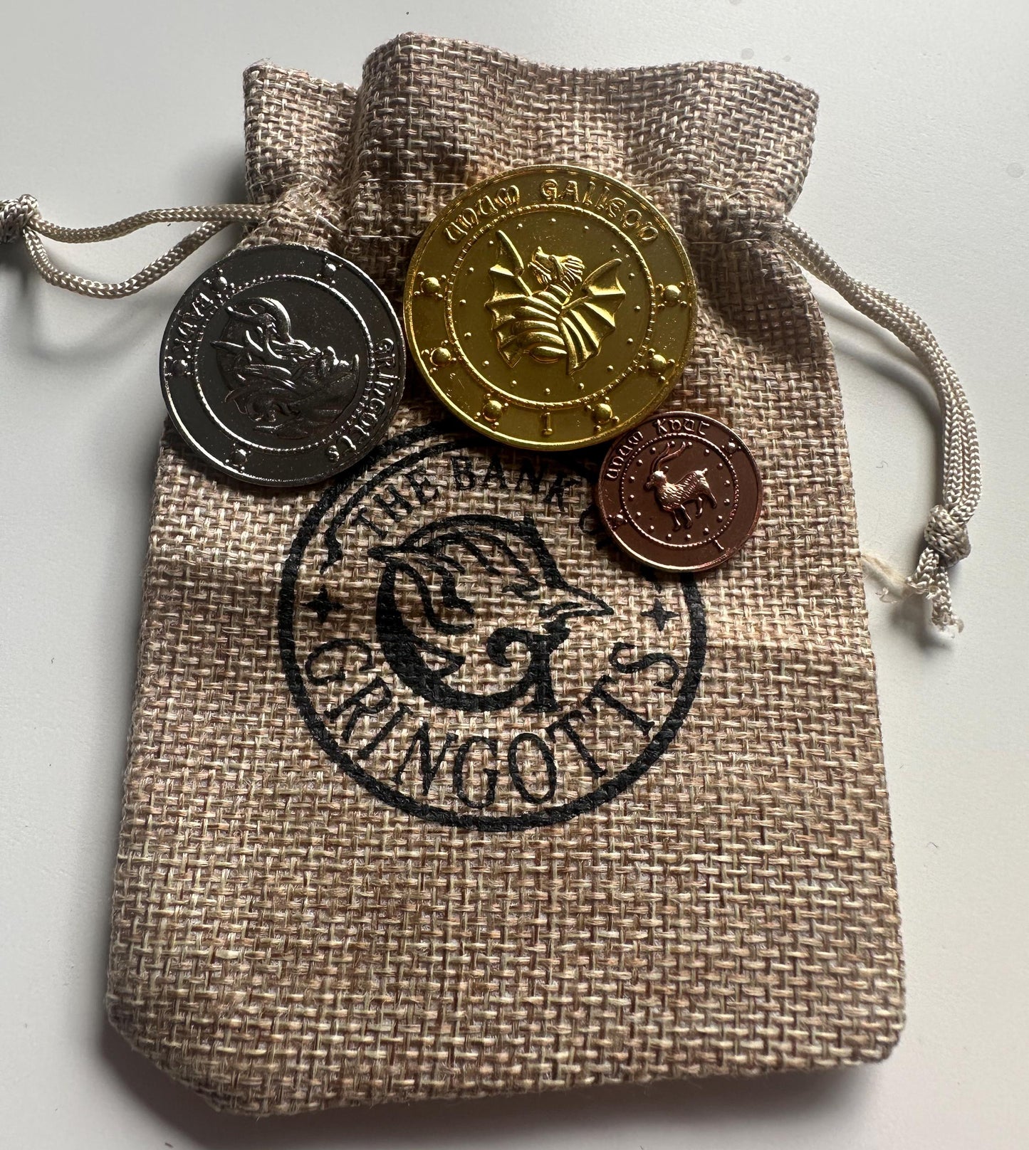 Wizard bank coins and bag