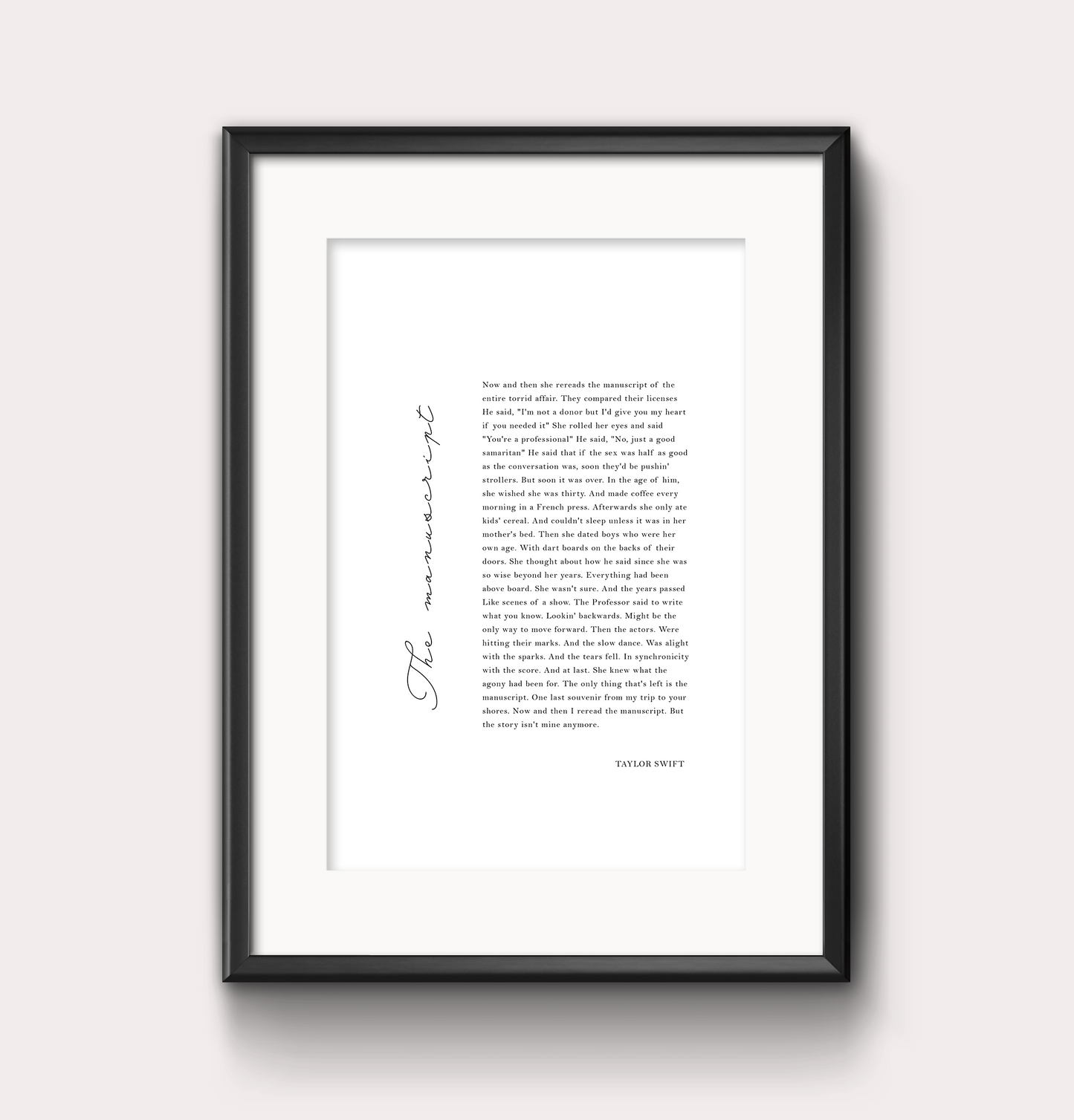 The manuscript lyric print - tortured poets - Digital Print