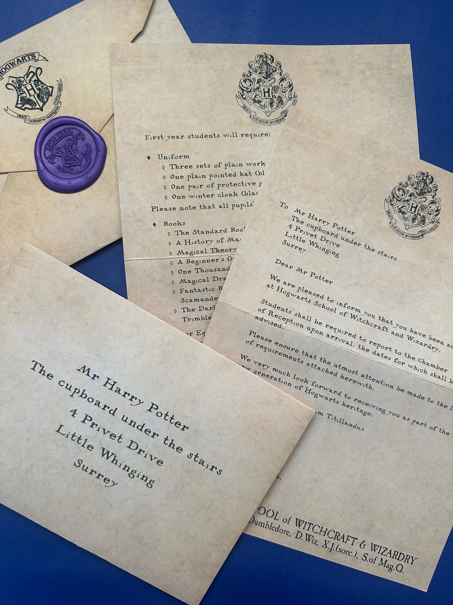 Personalised Wizard Acceptance Letter – Magical School Replica | Custom Fantasy Gift