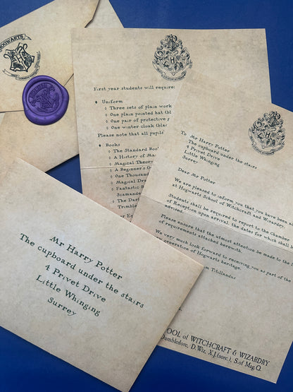 Personalised Wizard Acceptance Letter – Magical School Replica | Custom Fantasy Gift