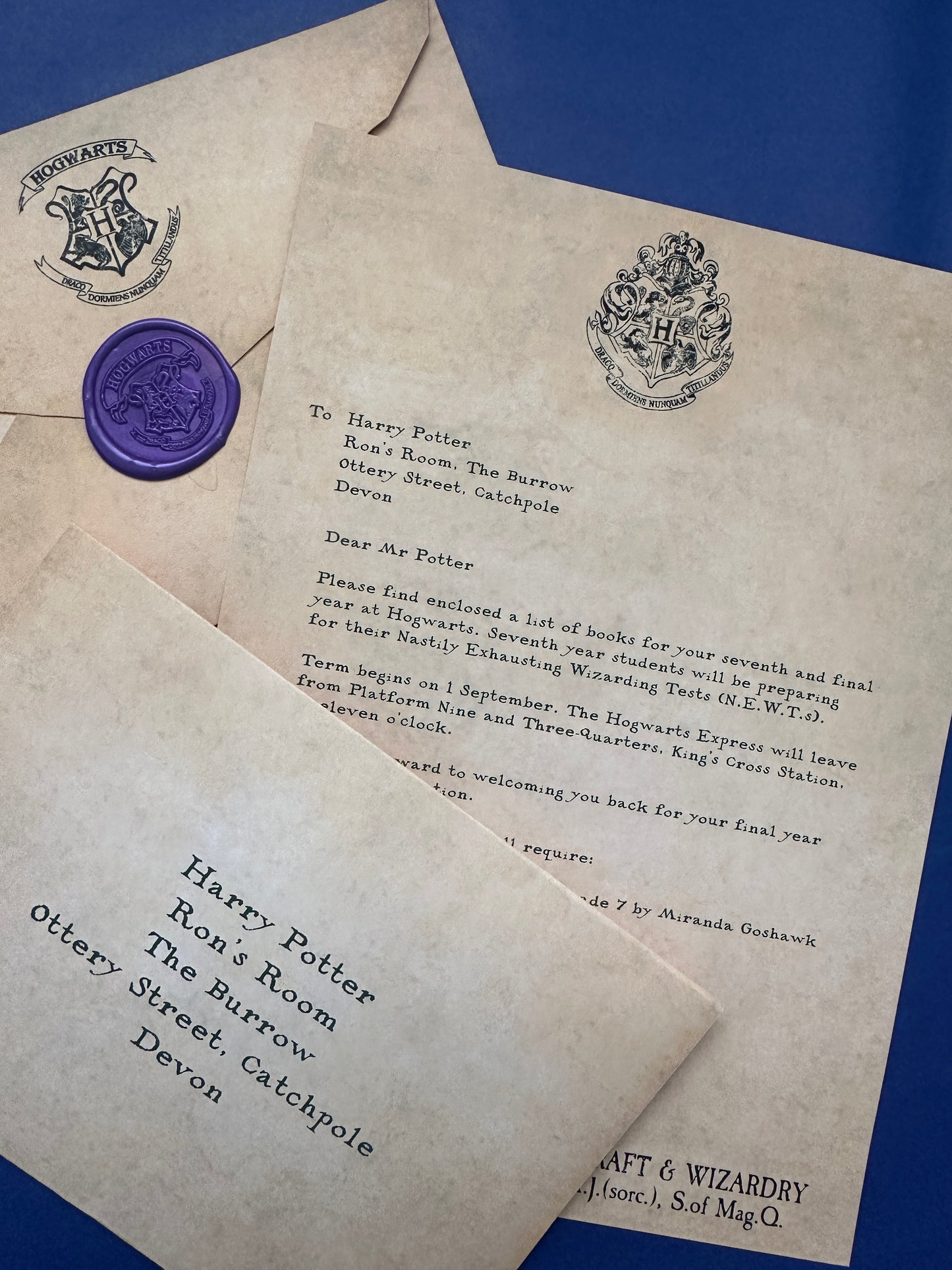 Personalised Wizard Acceptance Letter – Magical School Replica | Custom Fantasy Gift