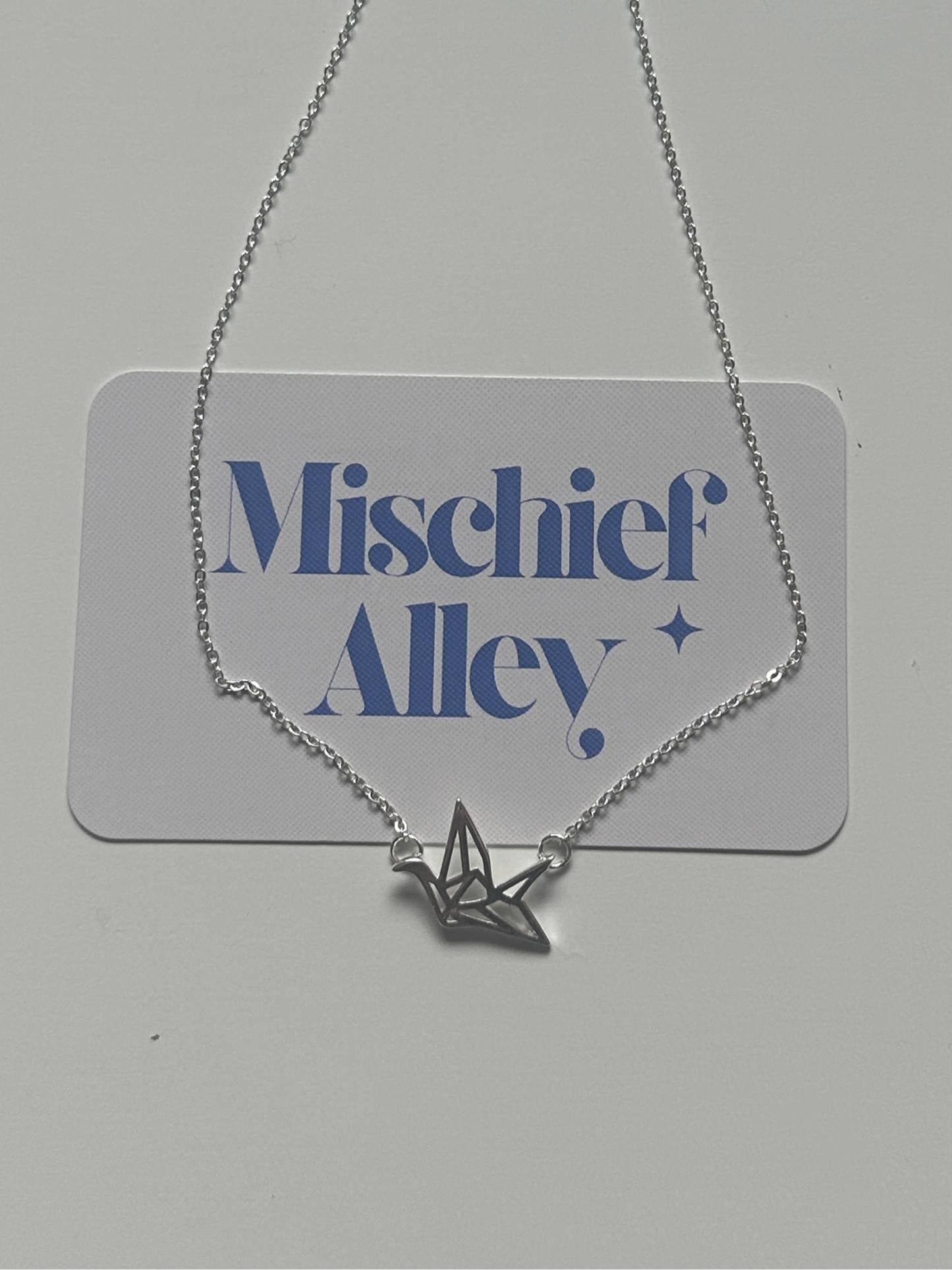 Crane necklace - sterling silver paper crane necklace