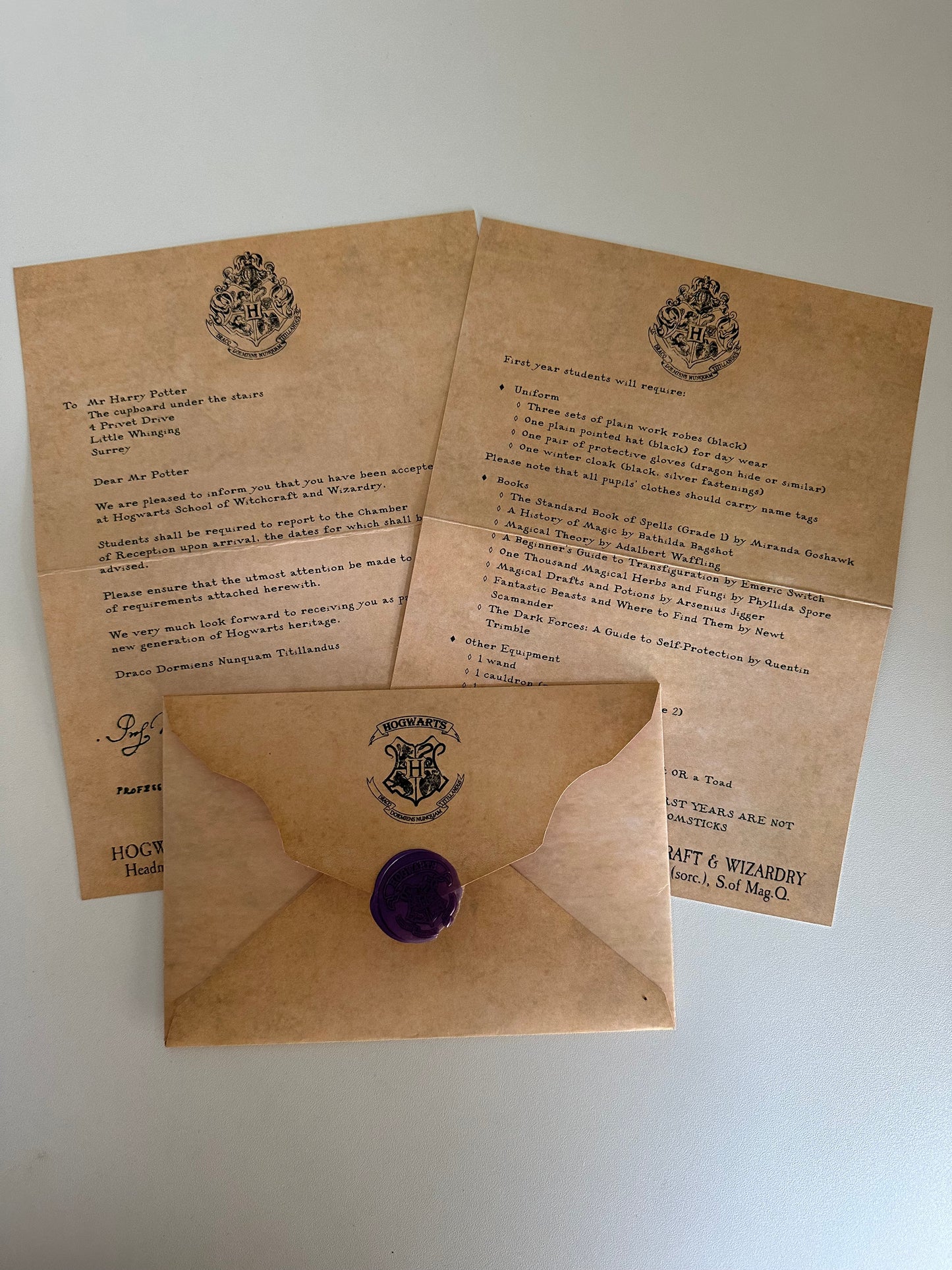 Replica acceptance letter - personalisation available