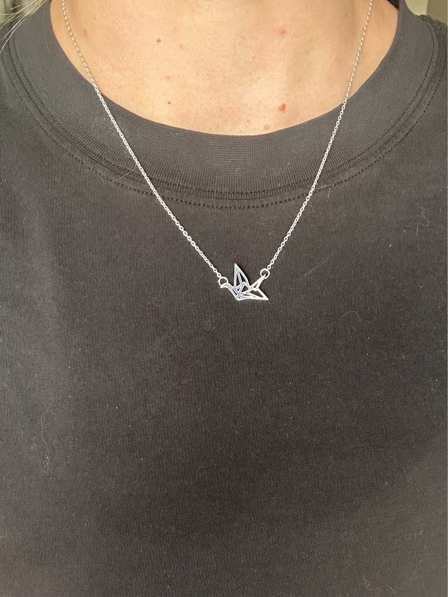 Crane necklace - sterling silver paper crane necklace