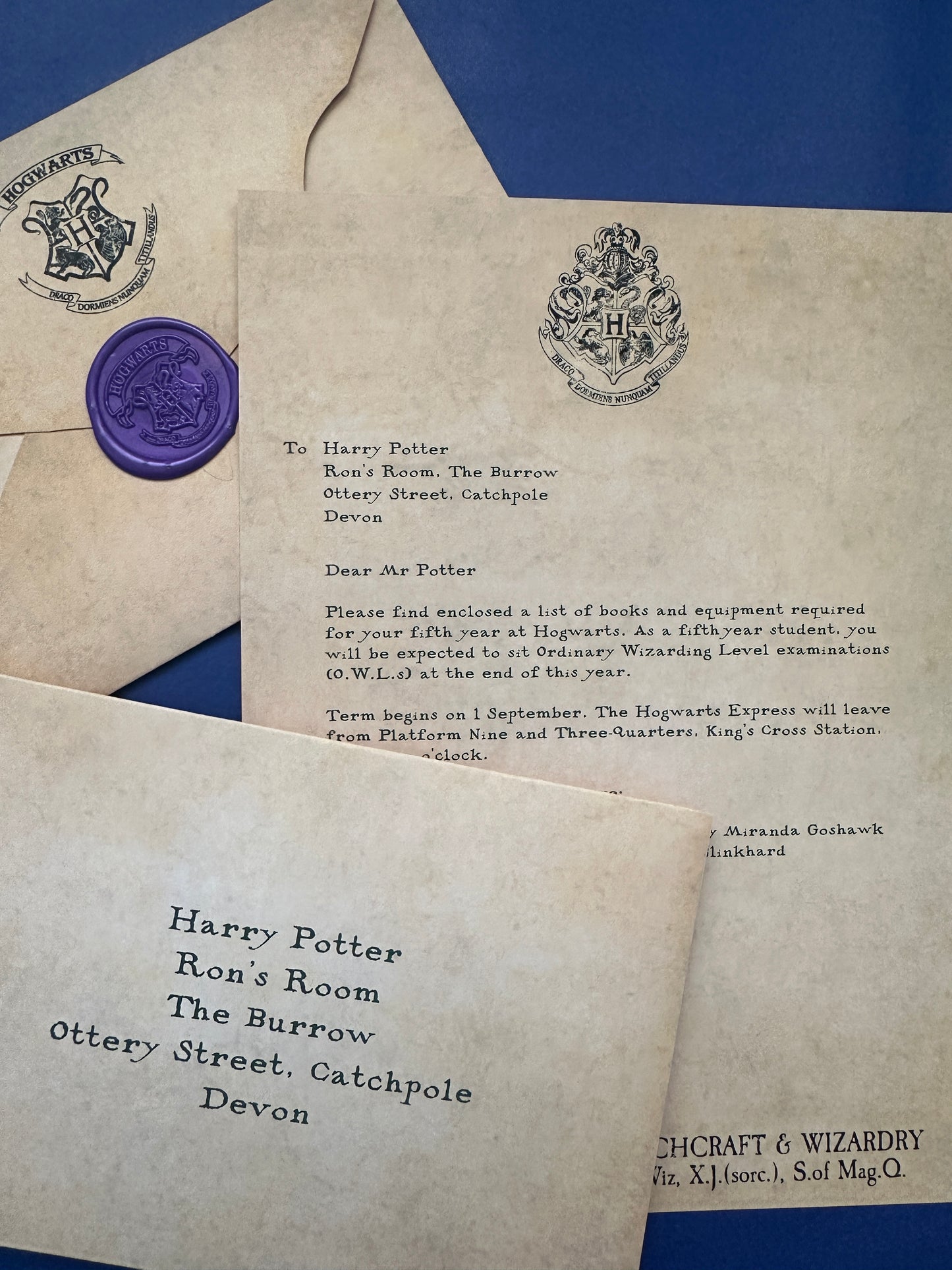 Personalised Wizard Acceptance Letter – Magical School Replica | Custom Fantasy Gift