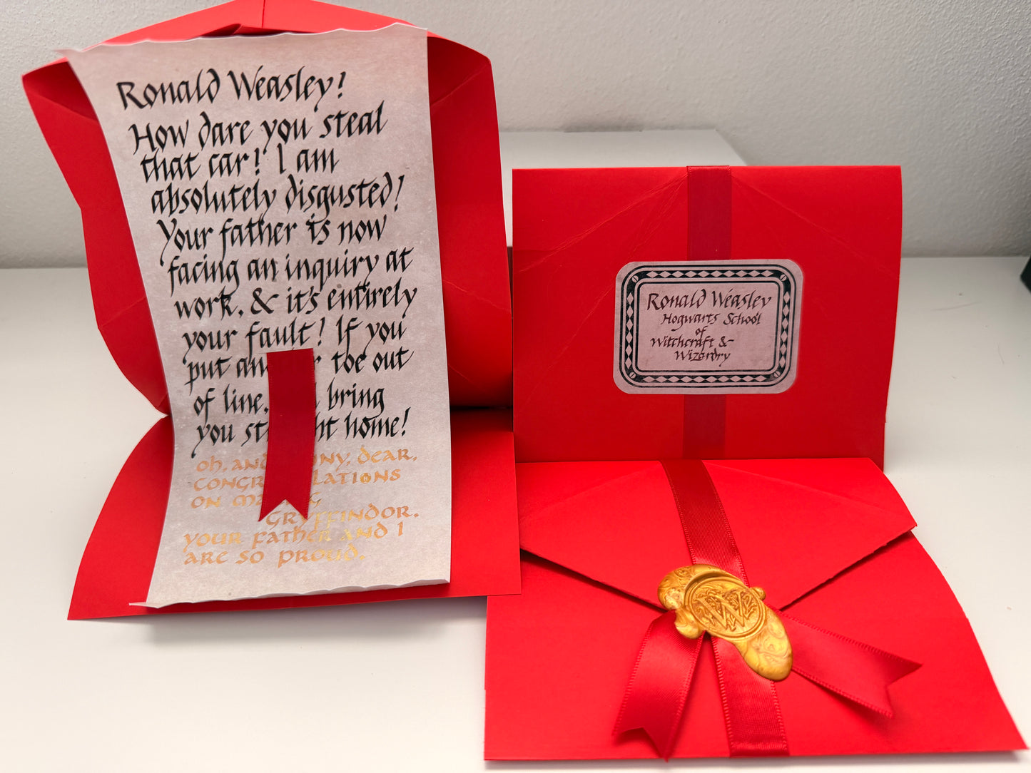 Magic school replica Ron’s howler