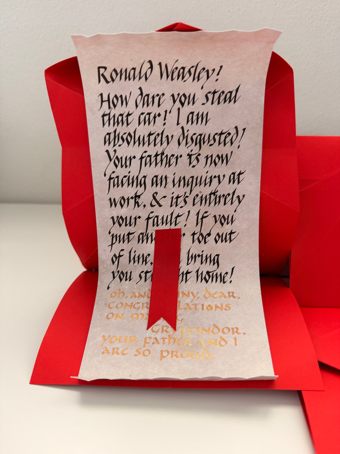 Magic school replica Ron’s howler