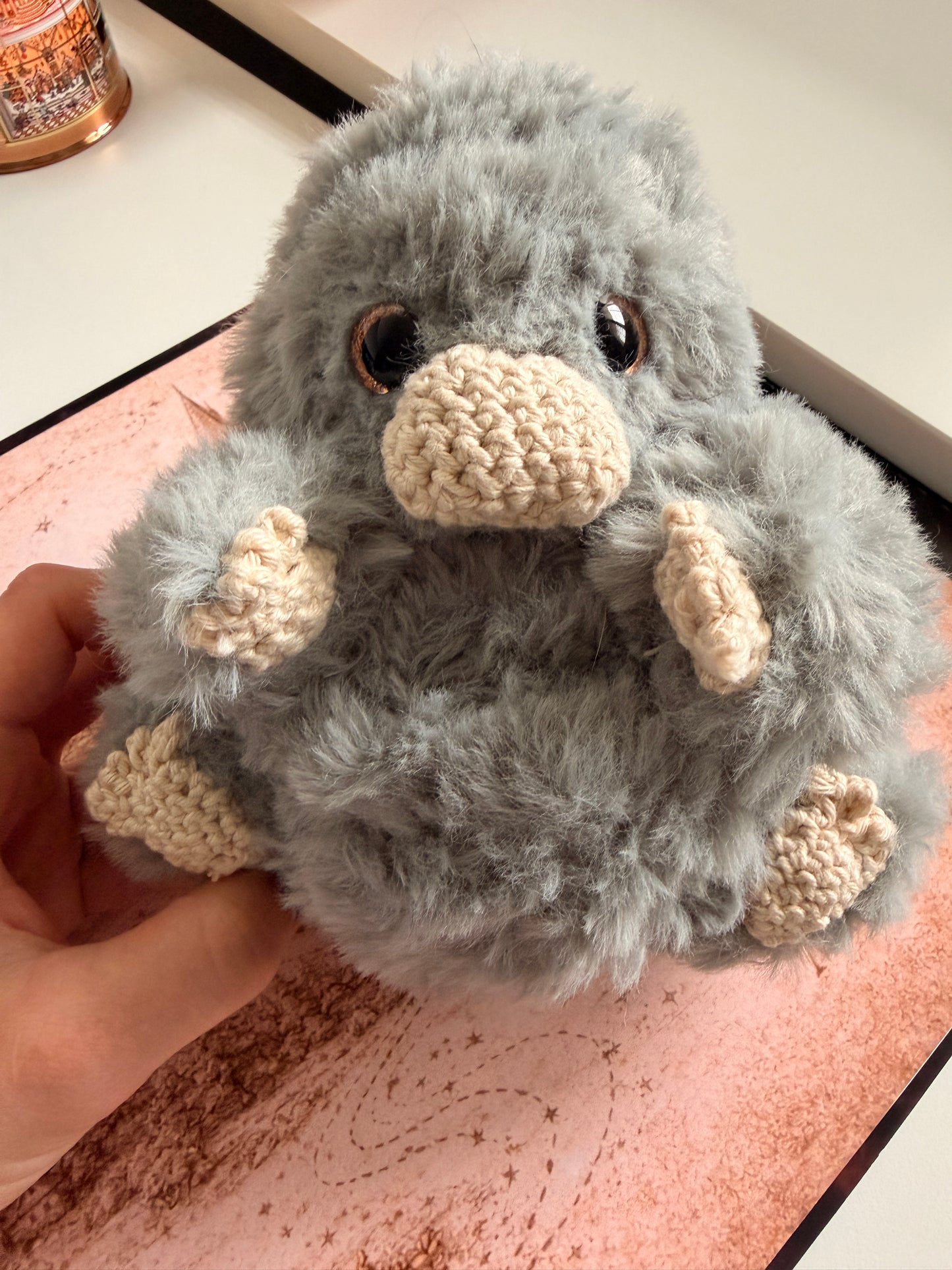 Grey Crochet Niffler – Handmade Wizarding Inspired Plush