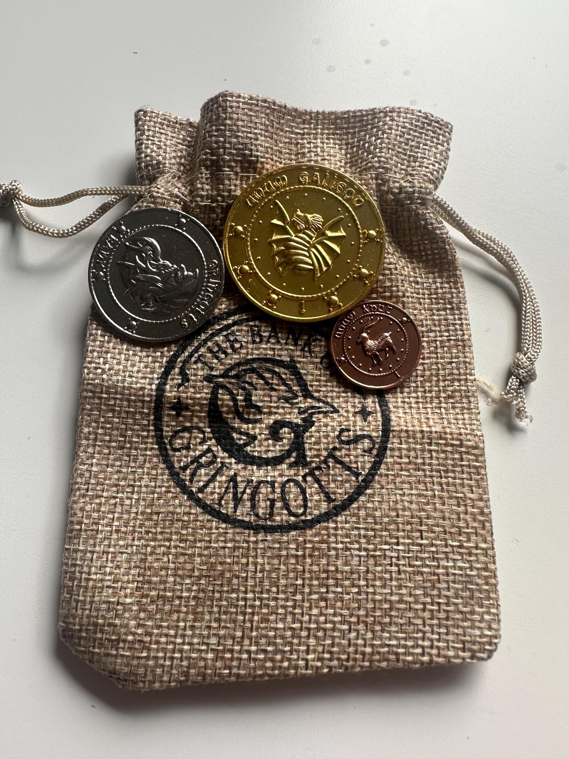 Wizard bank coins and bag