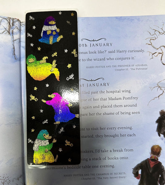 Rainbow foiled niffler bookmark