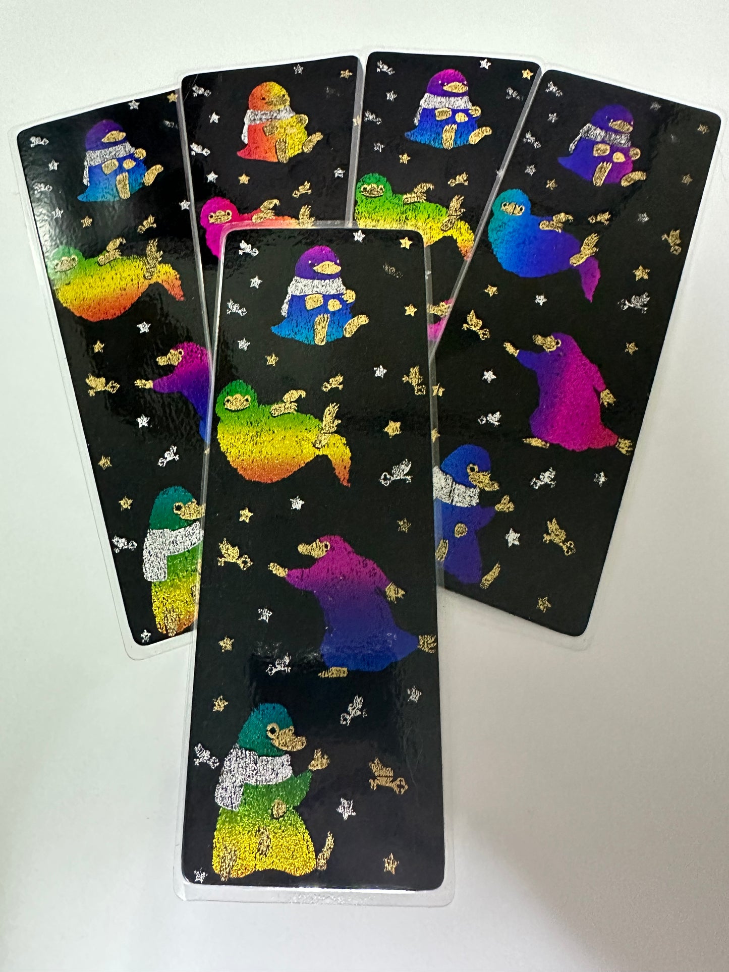 Rainbow foiled niffler bookmark