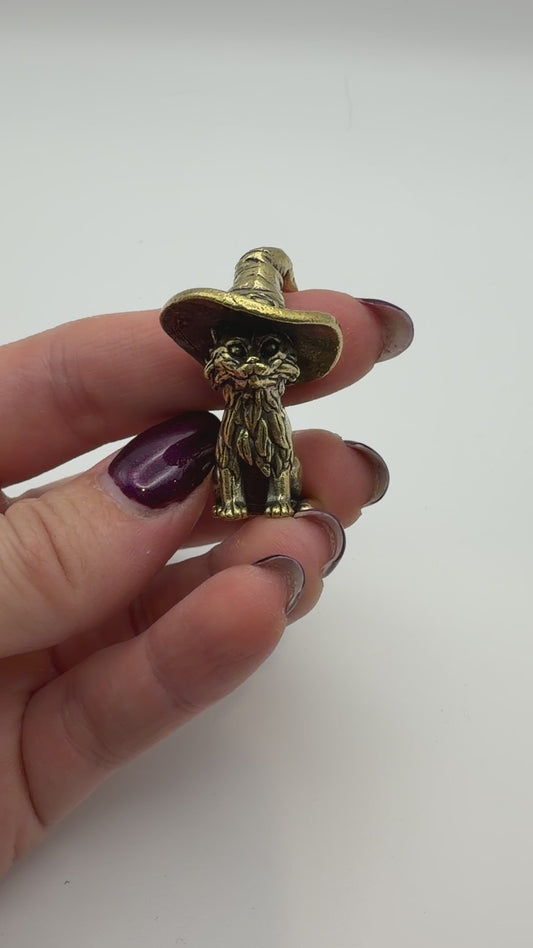 Wizard Cat Paperweight – Magical Desk Decor | Witch Hat Figurine