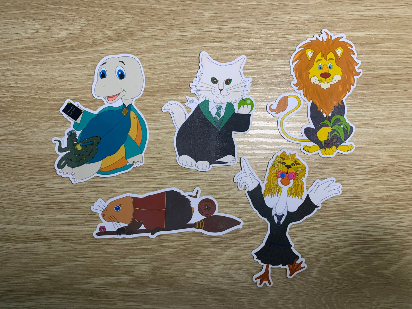 Wizarding pun character animal stickers and/or magnetic bookmarks - Voldemort, Luna, Neville, Draco, Ginny