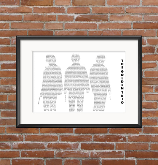 The Golden Trio - Harry, Ron and Hermione Quotes - Digital Print
