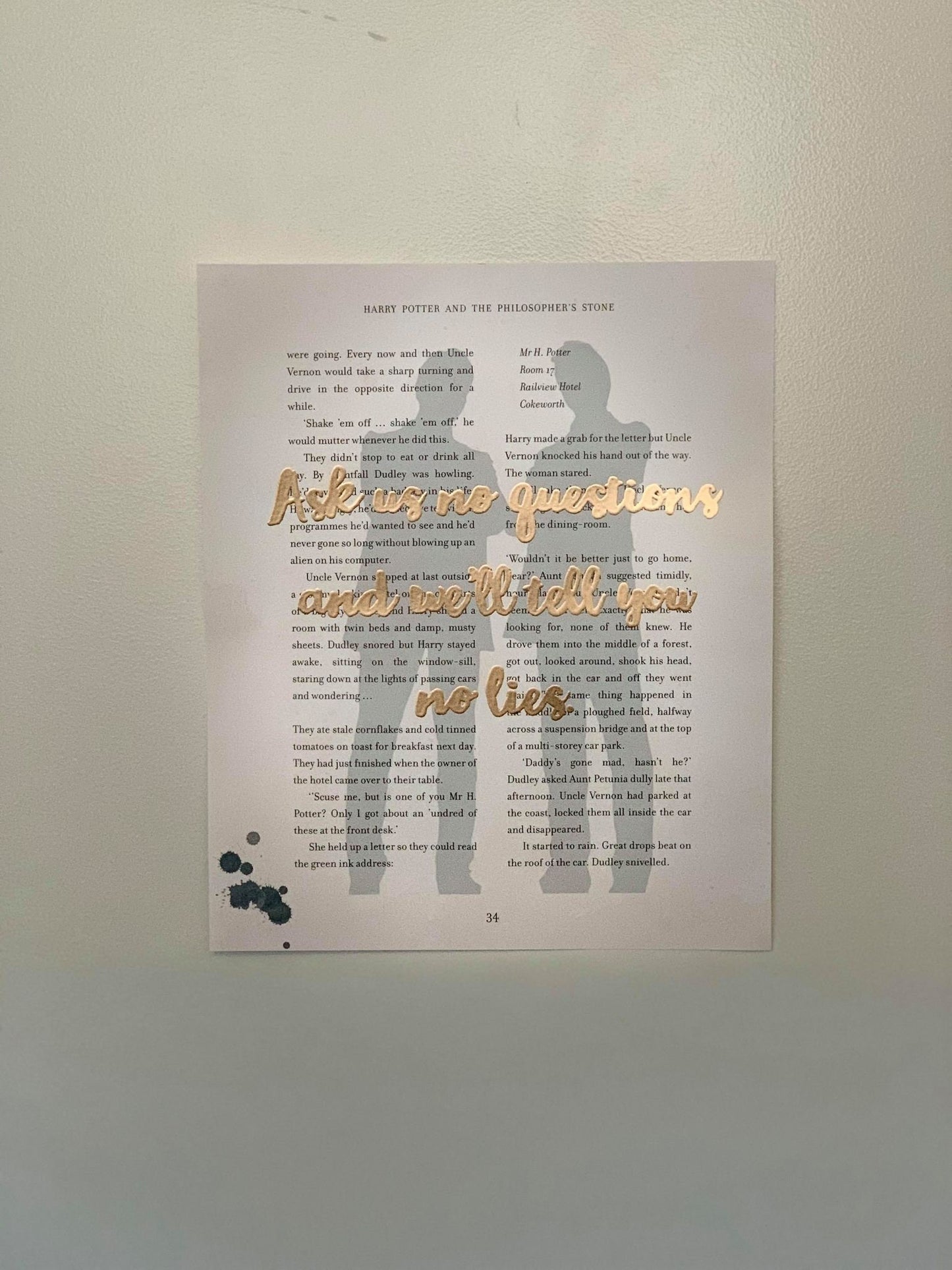 Fred and George, Ginny, Elf - Gold Embossed Quote Prints